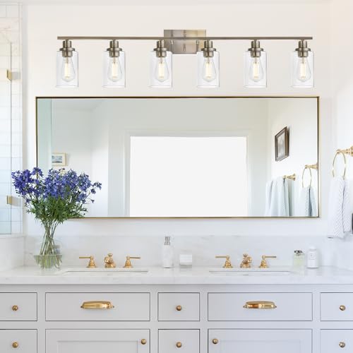 MELUCEE Modern Bathroom Vanity Light Fixtures 6-Light Brushed Nickel - color: Brushed Nickel, size: 6-Light
