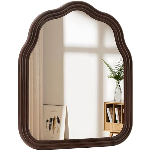 30x36 Inch Wood Arched Mirror, Large Bathroom Mirrors for Wall - size: 36"L x 30"W