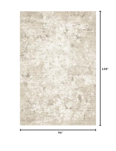 Toneed Washable 8x10 Beige Area Rug with Non-Slip Backing for Living Room - color: Beige, size: 8' x 10' (Rectangular)