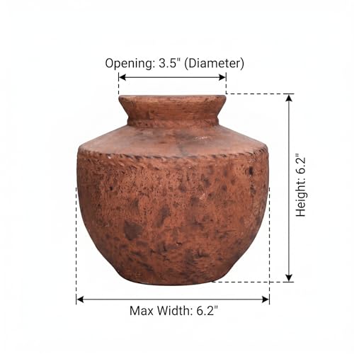Terracotta Vase, 6 Inch Brown Ceramic Flower Vase for Home Decor Rustic Pottery Vase for Living Room Farmhouse Decor Entryway Fireplace Kitchen Dining Table Centerpiece - color: Brown, size: 6 Inch