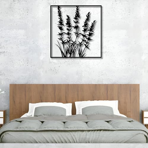 Metal Wall Decor | 17'' x 17'' x 0.05'' Lavender Art Themed Wall Decorations | Handmade Indoor and Outdoor Wall Art (17'' x 17'', Lavender, Black) - size: 17'' x 17'', style: Lavender