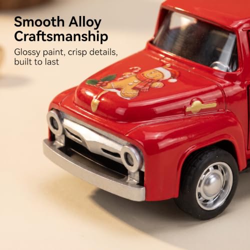 Christmas Red Gingerbread Pickup Truck Table Decor - color: Red