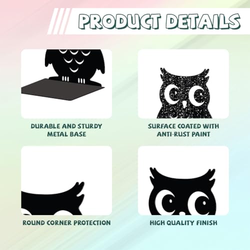 Peacoblue 5.3"x4.3"x5.9" Metal Bookends, Heavy Duty Book Ends for Shelves - color: Owl