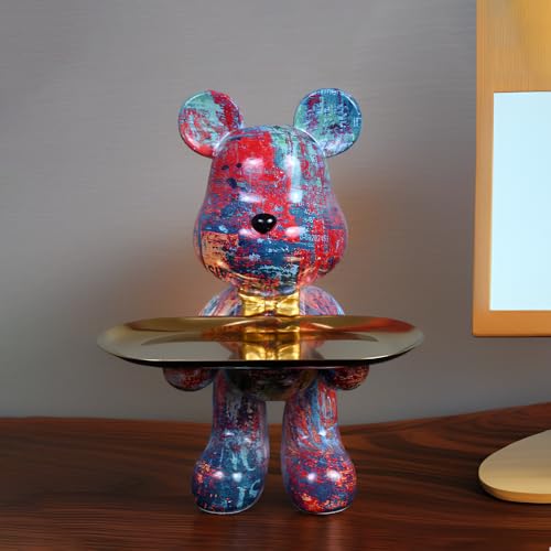 Bear Statue Resin Tray Sculpture for Home and Office Decor, Suitable for Bedroom, Living Room, Office on Table, Desktop, Shelves and Cabinet (Abstract) - color: Abstract