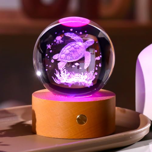 Ornalrist 3D Sea Turtle Gifts 3.15in Crystal Ball Figurine for Women Men - color: Turtle