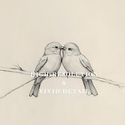 Kizbok Neutral Bird Wall Art Prints, Vintage Birds in Love on a Branch Canvas Painting Prints for Wall Decor, Bedroom Wall Decor Bird Sketch Drawing Art Pictures for Farmhouse Decor, Rustic Vintage Artwork Poster for Bathroom Gallery Home Decor(8" x 10"-U