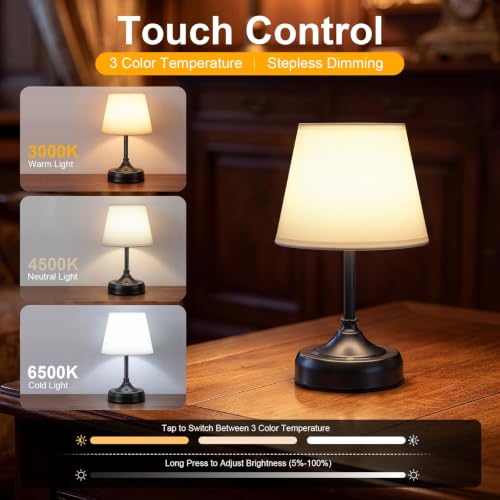 Small Cordless Table Lamp Rechargeable Black - color: Black-S
