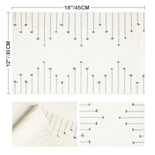 Artoid Mode Light Grey Farmhouse Woven Rustic Placemats Set of 4-12x18 Inch - color: Light Grey, size: 12" x 18", 4 Pcs