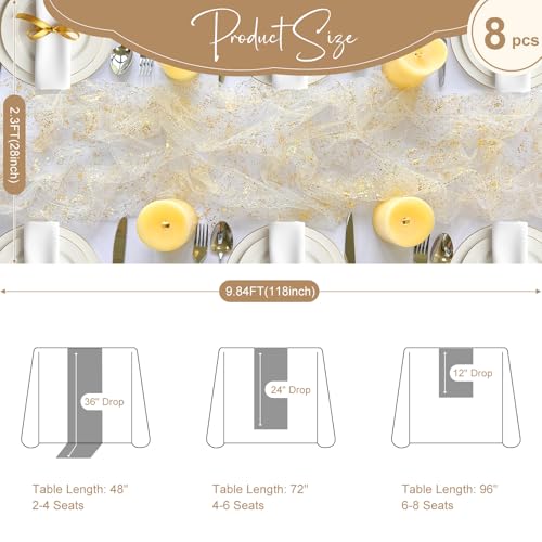 Gold Table Runner 10FT, Sheer Gold Foil Sparkle Runner for Table Decor - color: Gold
