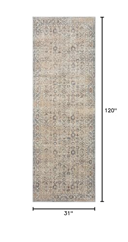 Loloi Angela Rose Blake Beige/Denim 2'-7" x 10'-0" Runner Rug - color: Beige / Denim, size: 2'7" x 10' (Rectangular)