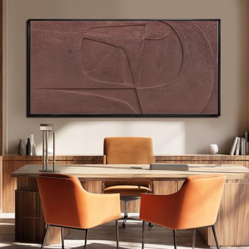 Framed Neutral Large Wall Art 3D Textured Painting for Living Room 29"x58" - color: Brown, size: 58"L x 29"W