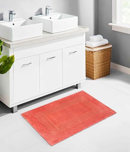 COTTON CRAFT 2 Pack Reversible Bath Mat - Soft Plush Bath Rug -17x24- Coral - color: Coral, size: 17x24 Inches