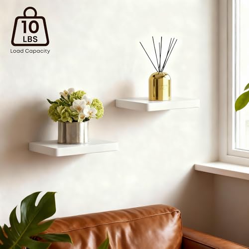 Small Floating Shelves for Wall Set of 4, 8 Inch Square Shelves,White - color: White, size: 8 Inch-4Pcs