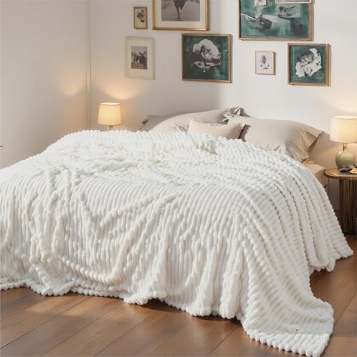 Bedsure Extra Soft Large Fleece Blanket for Bed Off White 120"x120" - color: Off White, size: Large
