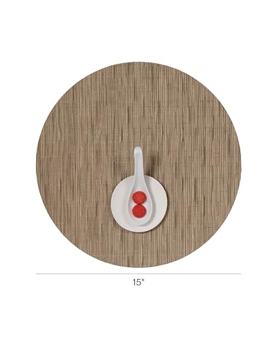 Chilewich Bamboo Placemats Set of 4, Round Woven Placemats - color: Camel, size: 15" Round