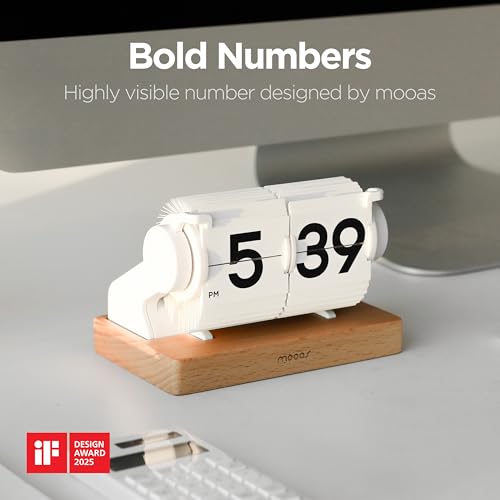 mooas Automatic Mini Flip Clock, Rechargeable, Timer/Alarm/Calendar (Black) - color: Automatic Mini Flip Black