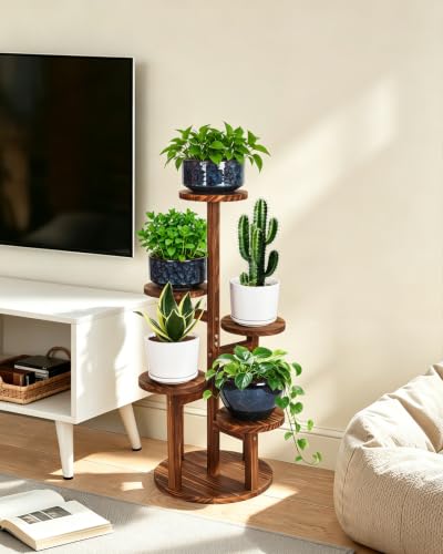 5 Tier Plant Stand Indoor, 32in Tall Wooden Flower Rack