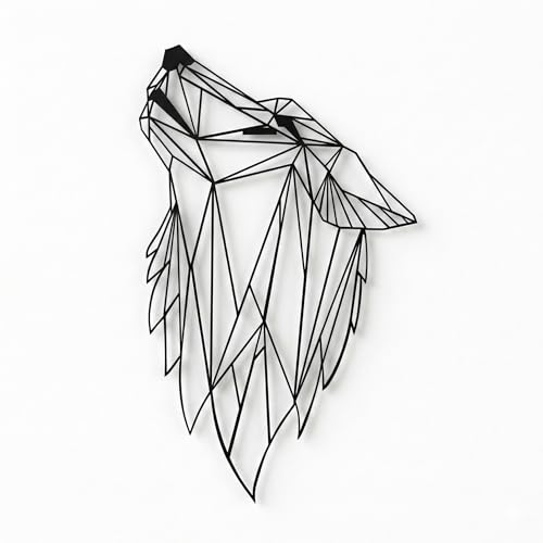 DEKADRON Metal Wall Art - Geometric Wolf - 3D Wall Silhouette Metal Wall Decor Home Office Decoration Bedroom Living Room Decor Sculpture (14" W x 24" H/36x61cm) - size: 24"L x 14"W