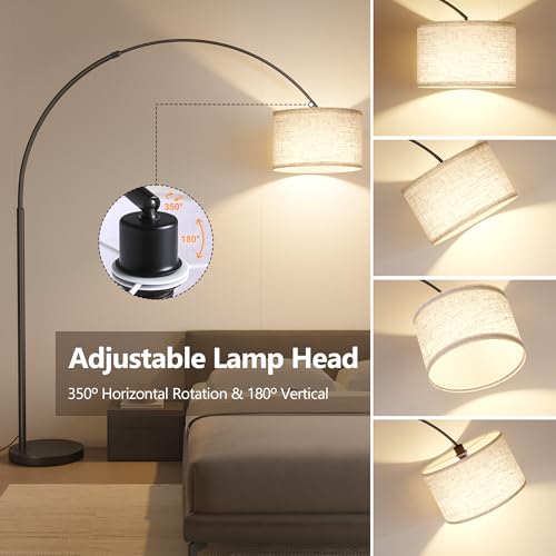 SUNMORY 82" Tall Arc Floor Lamp for Living Room, Large Standing Arched Lamp - color: Black
