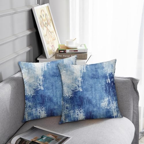 Britimes Throw Pillow Covers Set of 2, 18 x 18 Inch, Blue White - color: White Blue, size: 18" x 18" (Pack of 2)