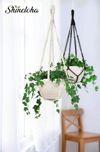 2 Pack Macrame Plant Hanger Large for 12 inch Pot, Large Plant Hanger - color: Black