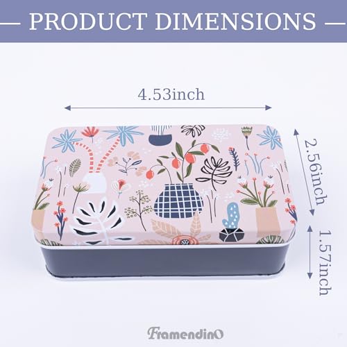 Framendino, 5 Pack Mini Metal Tinplate Boxes Empty Trinket Jewelry Coin Flower Rectangular Tin for Bead Storage Case Containers (Floral) - color: Flower 2