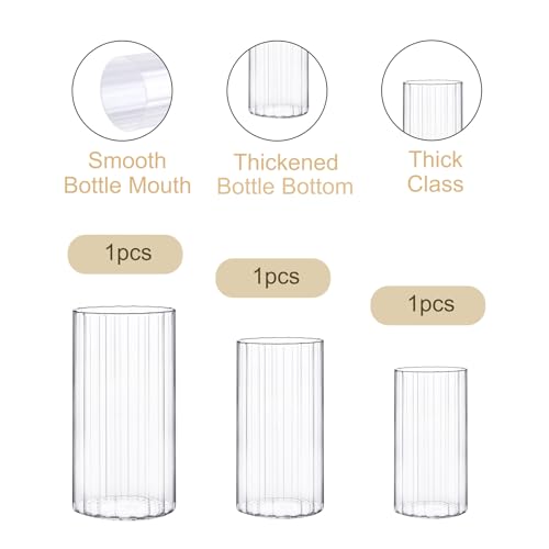 yshengood 6 Pcs Glass Hurricane Candle Holder Ribbed Glass Candle Holder - Elegant & Easy to Use, Perfect for Wedding, Holiday, Party Decor, Home and Event Essential