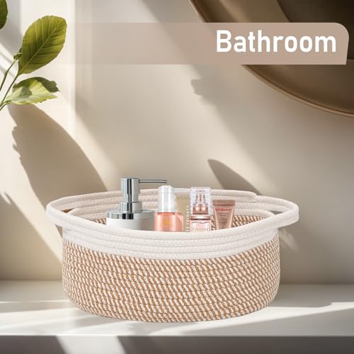 JMvicyroam Small Woven Basket, Empty Gift Basket, White&Brown Block/1 Pack - color: White&Brown Block, size: 1 Pack