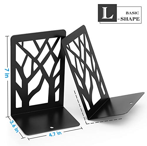 MaxGear Metal Book Ends 3pair, Heavy Duty Bookends for Shelves Decorative with 1pair Book Ends Tree Design Modern Bookends Non-Skid Bookend