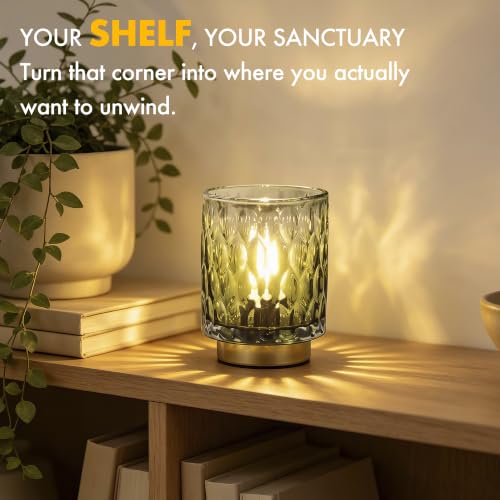 Battery Operated Table Lamp,Cordless Small Decorative Lamp,Green Gradient - color: Crystal-Green