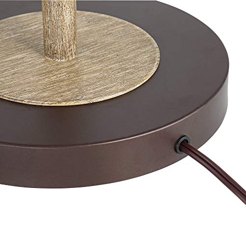Jenson Bronze and Faux Wood Adjustable Swing Arm 54" Tall Floor Lamp - color: Bronze and Faux Wood