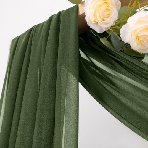 Sheer Gauze Wedding Arch Draping Fabric 29" x 20 FT 2 Panel Moss Green - color: Olive Green, size: 29"w x 240"l (Pack of 2)
