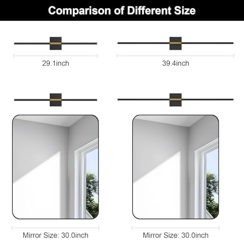 Battery Operated Wall Sconce Set of Two with Remote Control, 3000K-6000K Dimmable Black Gold Wall Lights, Timable LED Wireless Wall Sconces, 350° Ratate for Bathroom, Living Room, 39.4 Inch - color: Black & Gold, size: 39.4in(2 Pack)