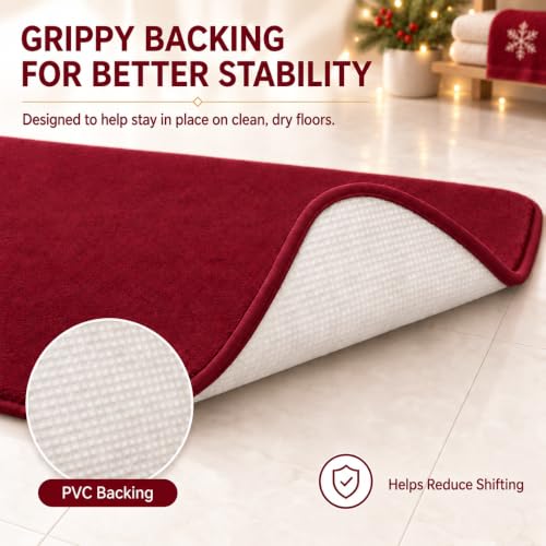 RUN HELIX Bathroom Rugs Sets 3 Piece, Soft Absorbent Memory Foam Bath Mats Set, Dry Fast Bath Mat, Machine Washable Bath Rug Set for Bathroom (Maroon) - color: Maroon