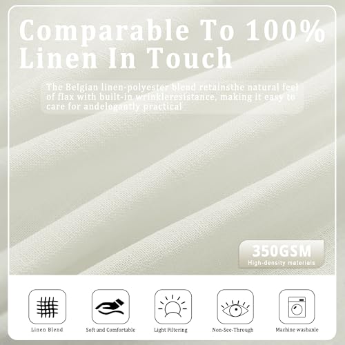 Semi Sheer Ivory Linen Curtains 96 Inches Long for Living Room Bedroom with Rings Back Tab Pinch Pleat Cream Curtains 96 Inch Length 2 Panels Set Light Filtering Farmhouse Drapes - color: Cream, size: 40"W x 96"L (Pack of 2)