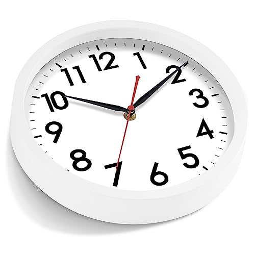 AKCISOT 14 Inch Wall Clock, Silent Battery Operated Analog Clock, White - color: C_white, size: 14 Inch
