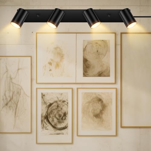 BoostArea Plug in Track Lighting, Black 4-Light LED Track Ceiling Light Kit - color: 4 Light-Black