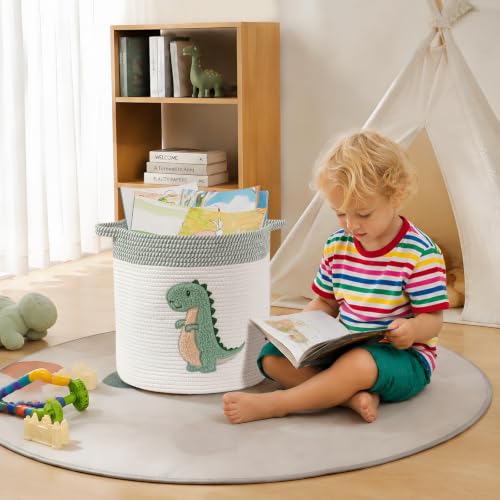 Dinosaur Toy Storage Basket for Toddlers Boys Dinosaur Room Decor, Medium - color: Dinosaur, size: Medium