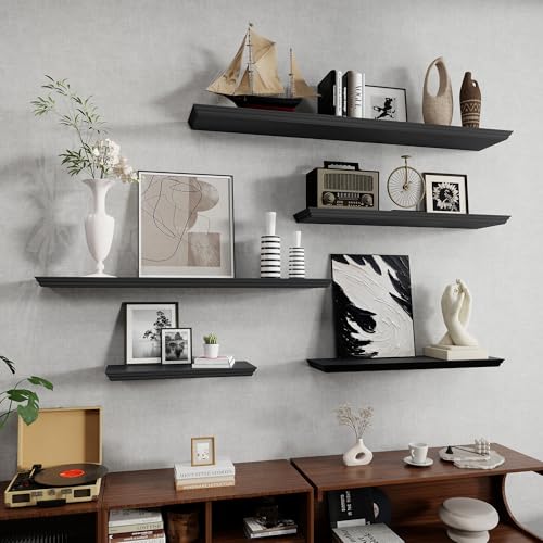 Fun Memories Floating Shelves, Black, 72 Inch Long, 9.3 Inch Deep, 1 Pack - color: Black, size: 72", Single