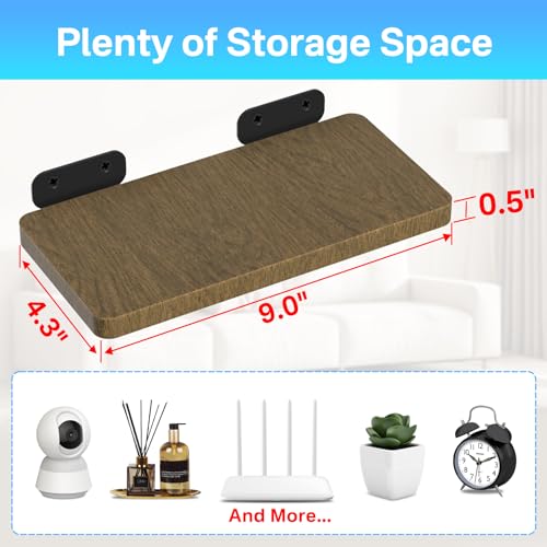 Wooden Floating Shelves for Small Devices and Ornaments Wall Storage