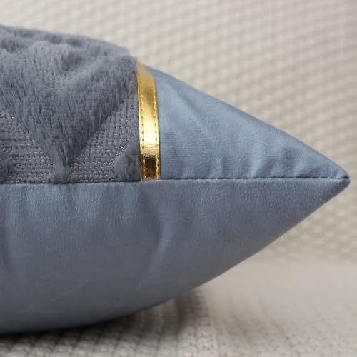 Luxury Patchwork Tufted Throw Pillow Cover 18x18 Inch Set of 2 - color: Blue Gery, size: 18" x 18" (Pack of 2)