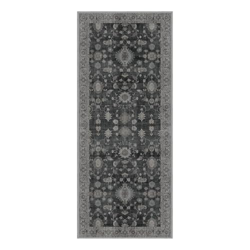 GENIMO 2.5x7 Non Slip Runner Rug, Washable Lightweight Hallway Charcoal - color: Charcoal, size: 2'6" x 7' (Rectangular)