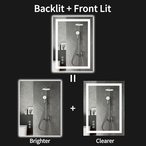 20"x28" LED Bathroom Mirror with Lights, Dimmable, Anti-Fog, Lighted Bathroom Vanity Mirror for Wall, Backlit + Front Lit, Memory Function, Shatter-Proof, Tempered Glass - size: 28"L x 20"W