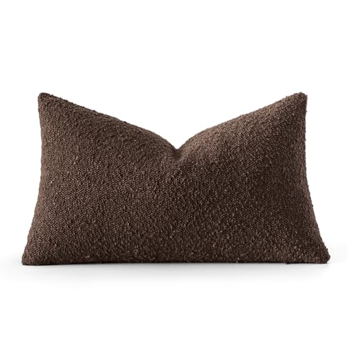MIULEE Textured Boucle Lumbar Pillow Cover for Bed 12x20 Cocoa Brown - color: Cocoa Brown, size: 20" x 12" (Pack of 1)