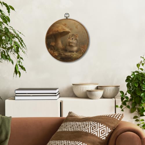 JUIOEIU Rustic Fall Mouse Mushroom Round Wall Decor 999 - color: Mouse