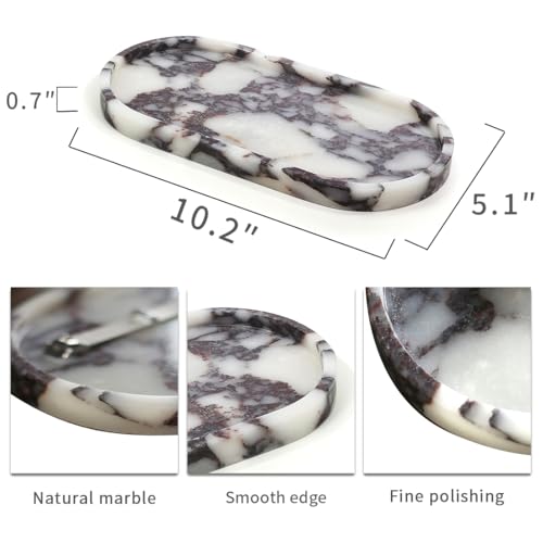 100% Natural Calaccata Viola Marble Tray, 10" x 5" Oval Tray - color: Viola-oval-10"x5"x0.7"