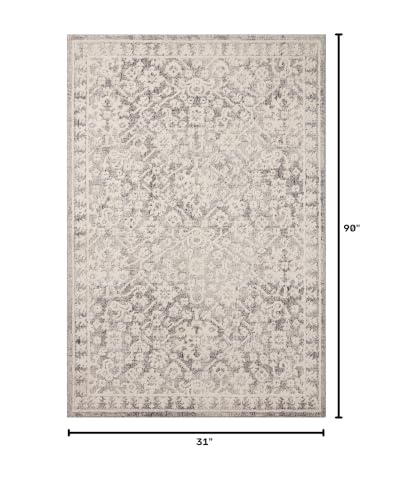 Loloi Magnolia Home Gigi Grey/Ivory 2'-7" x 7'-6" Runner Rug - color: Grey / Ivory, size: 2'7" x 7'6" (Rectangular)