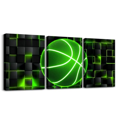 Feelyou Basketball Gaming Wall Art 12" x 16" x 3 - color: Green and Black