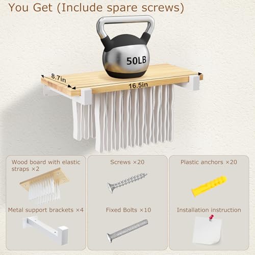 NANATI 2 Set of Floating Bookshelf with White Shelf Brackets, Pine Wood Invisible Bookshelf, Hanging Bookshelves for Wall, Unique Space Saving Wall Bookcase, White(16.5L×8.7W×1.5H) - size: 2 Set Pine Wood (White)