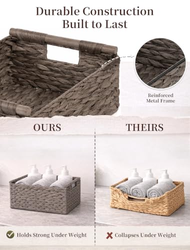 Wicker Basket, Large Basket for Gift Baskets Empty, 15.4x11x6.3in - color: Gray, size: Large